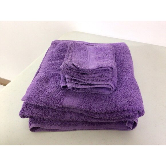 Vintage Purple Bath Towels Set of 5 - Picture 5 of 5